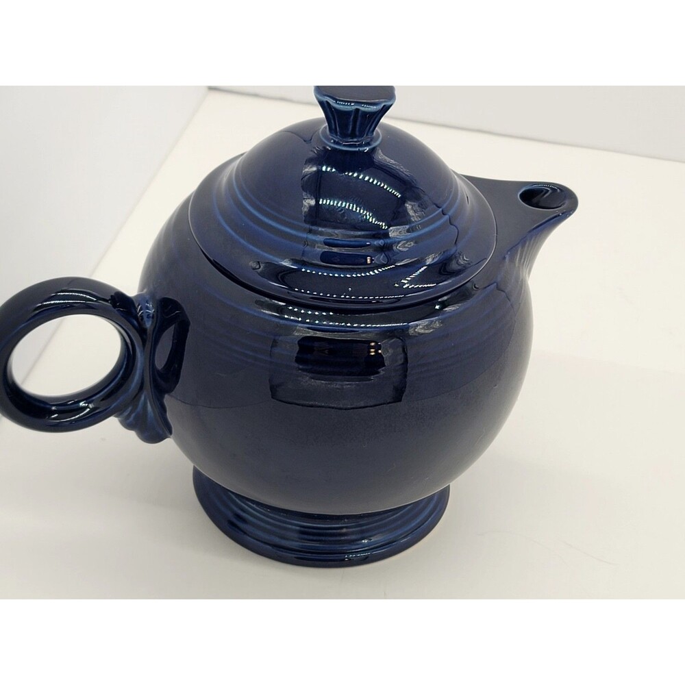 Fiesta Fiestaware 44oz Teapot Cobalt Blue Ring Handle Homer Laughlin Made in USA